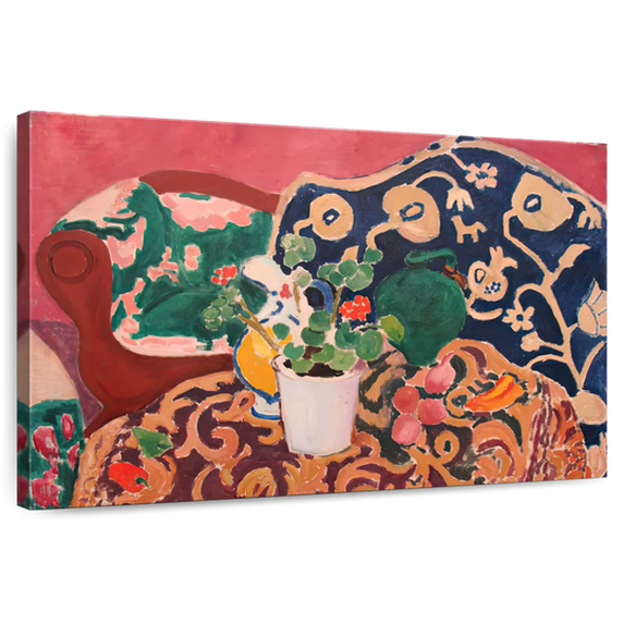 Elephant Stock Spanish Still Life Wall Art - Horizontal Canvas Wall Art - Living Room Wall Decor - Floral And Botanical Canvas - Red And Pink Decor By Henri Matisse - 45" x 30"
