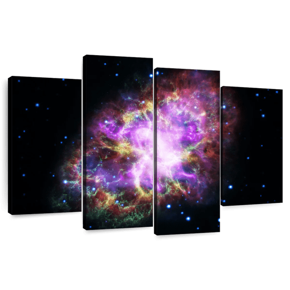 Elephant Stock Sparkling Crab Nebula Wall Art - Horizontal Multi Panel Canvas - Living Room Wall Decor - Astronomy & Space Multi Panel - Black And Beige Decor By Nasa - 52" x 32"