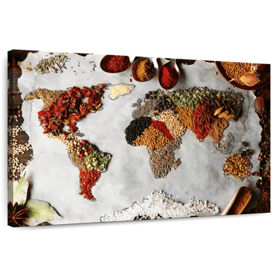Elephant Stock Spices Of The World Wall Art - Horizontal Canvas Wall Art - Dining Room Wall Decor - Food And Drink Canvas - White And Orange Decor - 12" x 8"