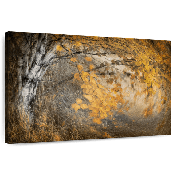 Elephant Stock Spirit Of Autumn Wall Art - Horizontal Canvas Wall Art - Living Room Wall Decor - Floral And Botanical Canvas - Gray And Orange Decor By Ursula Abresch - 12" x 8"