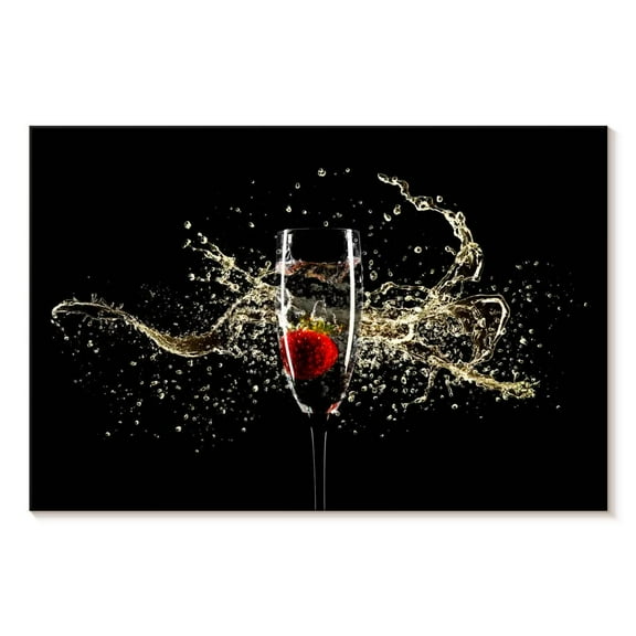Elephant Stock Splash Of Champagne Wall Art - Horizontal Canvas Wall Art - Living Room Wall Decor - Food And Drink Canvas - Black And Red Decor - 12" x 8"