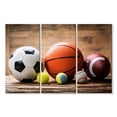 thumbnail image 1 of Elephant Stock Sports Balls Wall Art - Horizontal Multi Panel Canvas - Teenager Wall Decor - Sports Multi Panel - Beige And Orange Decor - 38" x 24", 1 of 4