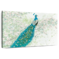 thumbnail image 1 of Elephant Stock Spring Peacock I Wall Art - Horizontal Canvas Wall Art - Living Room Wall Decor - Animal Canvas - Turquoise And White Decor By James Wiens - 48" x 32", 1 of 8
