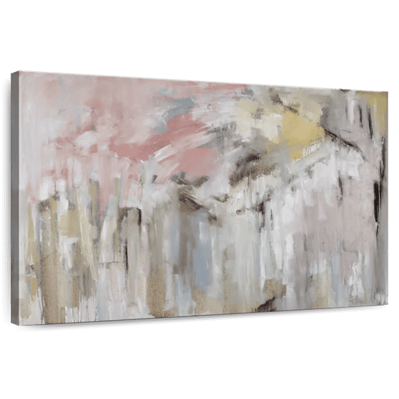 Elephant Stock Spring Splash Abstract Wall Art - Horizontal Canvas Wall Art - Living Room Wall Decor - Abstract Canvas - Gray And Beige Decor By Jacqueline Ellens - 12" x 8"