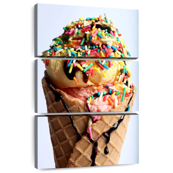Elephant Stock Sprinkles On Ice Cream Wall Art - Vertical Multi Panel Canvas - Cafe & Restaurant Wall Decor - Food And Drink Multi Panel - Beige And Brown Decor - 32" x 50"