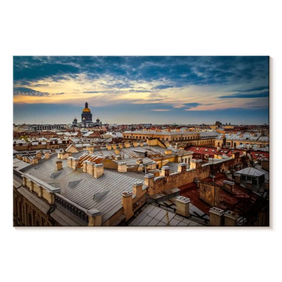 Elephant Stock St. Petersburg City Sunset Wall Art - Horizontal Canvas Wall Art - Living Room Wall Decor - Places Canvas - Brown And Blue Decor - 12" x 8"