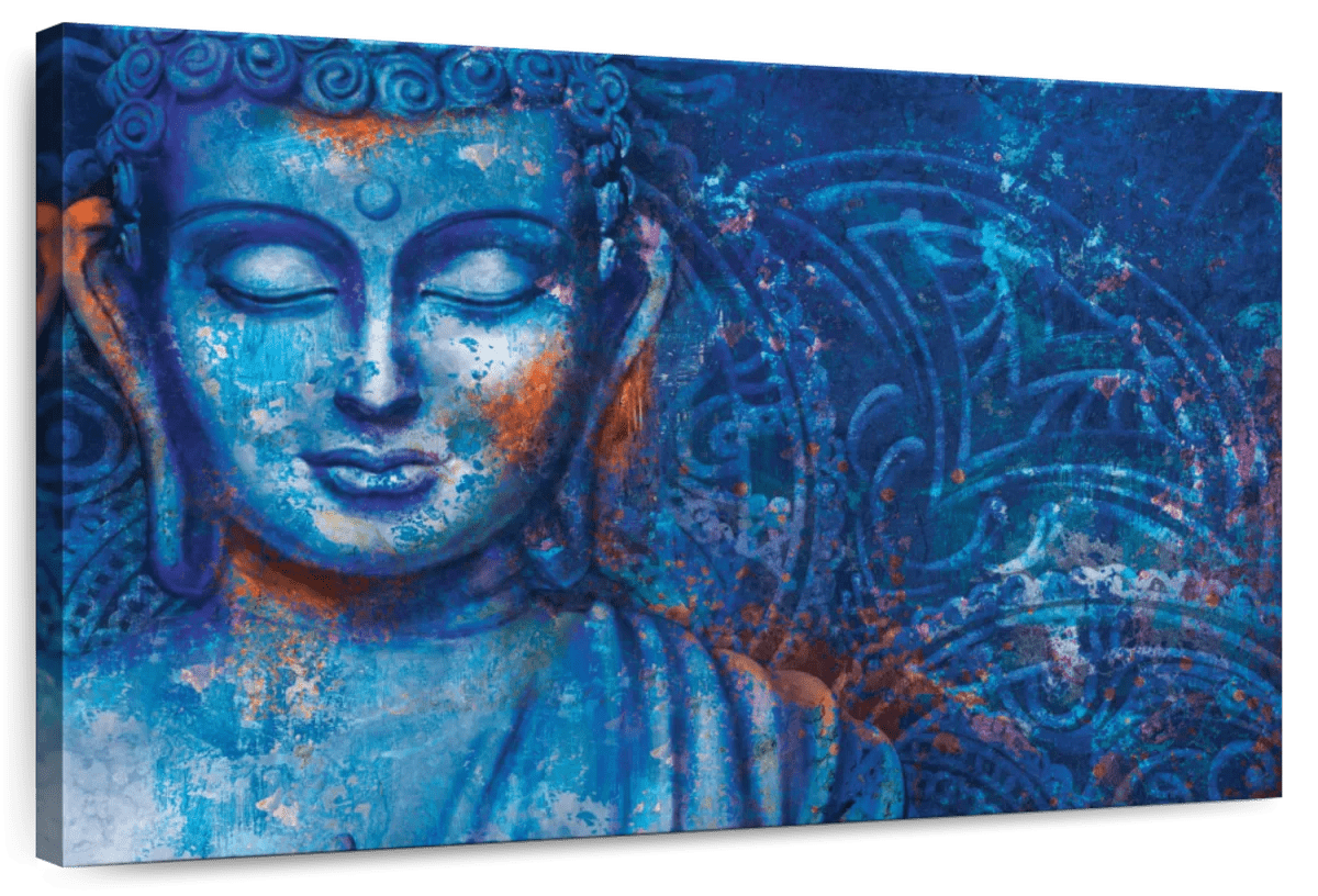 Elephant Stock Stained Blue Buddha Wall Art Horizontal Canvas Wall