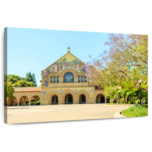 Elephant Stock Stanford University Memorial Church Wall Art - Horizontal Canvas Wall Art - Living Room Wall Decor - Religion And Spirituality Canvas - Blue And Yellow Decor - 36" x 24"