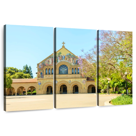 Elephant Stock Stanford University Memorial Church Wall Art - Horizontal Multi Panel Canvas - Living Room Wall Decor - Architecture Multi Panel - Blue And Yellow Decor - 33" x 20"