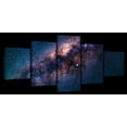 thumbnail image 1 of Elephant Stock Stars In Milky Way Wall Art - Horizontal Multi Panel Canvas - 5 Pieceliving Room Wall Decor - Photography Astronomy & Space Multi Panel - Blue And Orange Decor - 29" x 12", 1 of 4