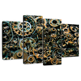 thumbnail image 1 of Elephant Stock Steampunk Mechanical Parts Wall Art - Horizontal Multi Panel Canvas - Living Room Wall Decor - Decor Elements Multi Panel - Blue And Brown Decor - 36" x 22", 1 of 8