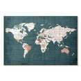 thumbnail image 1 of Elephant Stock Steel Blue World Map Wall Art - Horizontal Canvas Wall Art - Living Room Wall Decor - Map Canvas - White And Beige Decor - 39" x 26", 1 of 4
