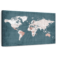 thumbnail image 1 of Elephant Stock Steel Blue World Map Wall Art - Horizontal Canvas Wall Art - Living Room Wall Decor - Map Canvas - White And Beige Decor - 48" x 32", 1 of 8
