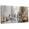 thumbnail image 1 of Elephant Stock Still Life Coffee Time Wall Art - Horizontal Multi Panel Canvas - Dining Room Wall Decor - Hobbies And Lifestyle Multi Panel - Blue And Brown Decor By Annette Schmucker - 65" x 42", 1 of 8