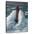 thumbnail image 1 of Elephant Stock Storm At La Jument Lighthouse Wall Art - Vertical Canvas Wall Art - Living Room Wall Decor - Nautical Canvas - Teal And Blue Decor - 26" x 39", 1 of 8