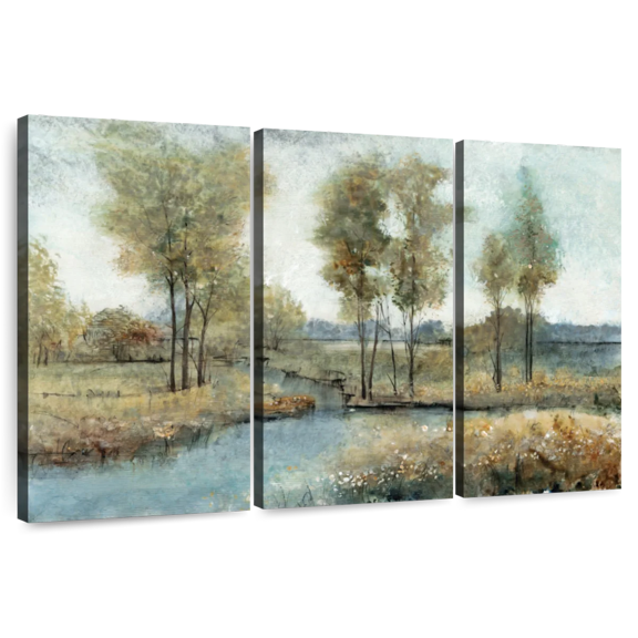 Elephant Stock Stream Side I Wall Art - Horizontal Multi Panel Canvas - Living Room Wall Decor - Nature Multi Panel - Brown And Gray Decor By Tim O'toole - 50" x 32"
