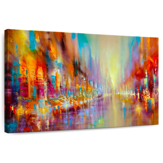 Elephant Stock Streetlife Wall Art - Horizontal Canvas Wall Art - Living Room Wall Decor - City Canvas - Orange And Beige Decor By Annette Schmucker - 30" x 20"