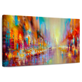 thumbnail image 1 of Elephant Stock Streetlife Wall Art - Horizontal Canvas Wall Art - Living Room Wall Decor - City Canvas - Orange And Beige Decor By Annette Schmucker - 48" x 32", 1 of 8