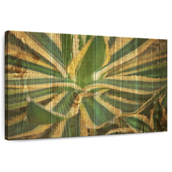 Elephant Stock Striped Agave Succulents Wall Art - Horizontal Canvas Wall Art - Living Room Wall Decor - Floral And Botanical Canvas - Green And Yellow Decor - 39" x 26"