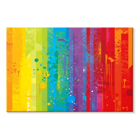 Elephant Stock Striped Rainbow Digital Abstract Wall Art - Horizontal Canvas Wall Art - Living Room Wall Decor - Advocacy Art Canvas - Orange And Turquoise Decor - 30" x 20"