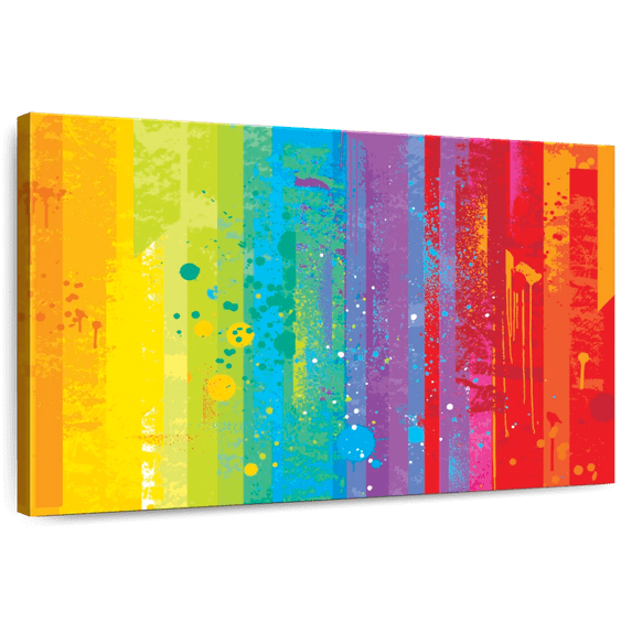 Elephant Stock Striped Rainbow Digital Abstract Wall Art - Horizontal Canvas Wall Art - Living Room Wall Decor - Advocacy Art Canvas - Orange And Turquoise Decor - 30" x 20"