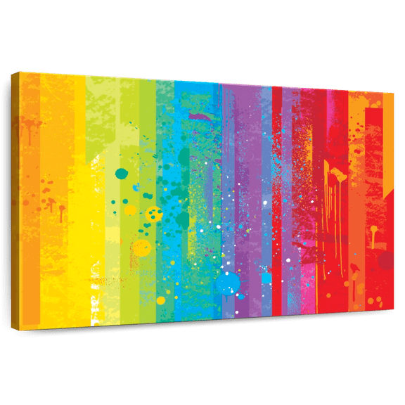 Elephant Stock Striped Rainbow Digital Abstract Wall Art - Horizontal Canvas Wall Art - Living Room Wall Decor - Advocacy Art Canvas - Orange And Turquoise Decor - 12" x 8"