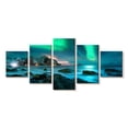 thumbnail image 1 of Elephant Stock Stunning Lofoten Aurora Borealis Wall Art - Horizontal Multi Panel Canvas - Living Room Wall Decor - Nature Multi Panel - Teal And Turquoise Decor - 68" x 30", 1 of 4