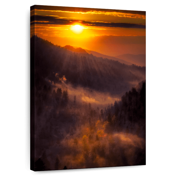 Elephant Stock Stunning Morton Sunset Wall Art - Vertical Canvas Wall Art - Hallway Wall Decor - Nature Canvas - Brown And Orange Decor - 34" x 51"