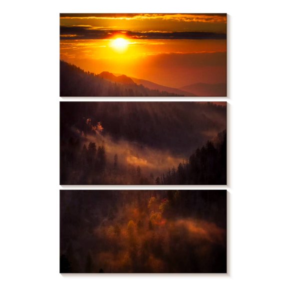 Elephant Stock Stunning Morton Sunset Wall Art - Vertical Multi Panel Canvas - Living Room Wall Decor - Nature Multi Panel - Brown And Orange Decor - 14" x 23"