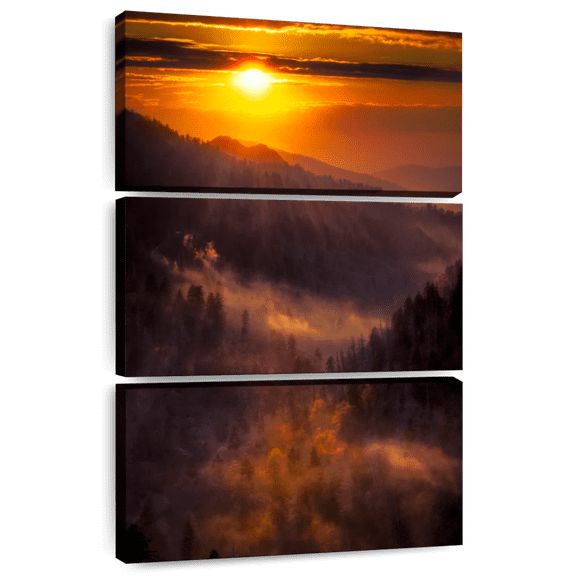 Elephant Stock Stunning Morton Sunset Wall Art - Vertical Multi Panel Canvas - Living Room Wall Decor - Nature Multi Panel - Brown And Orange Decor - 48" x 74"