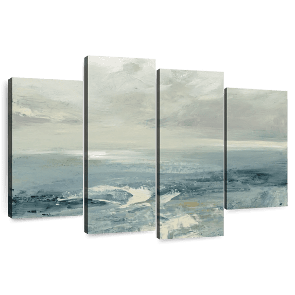 Elephant Stock Summer Beach Waves Wall Art - Horizontal Multi Panel Canvas - Living Room Wall Decor - Abstract Multi Panel - Blue And Purple Decor By Julia Purinton - 43" x 27"