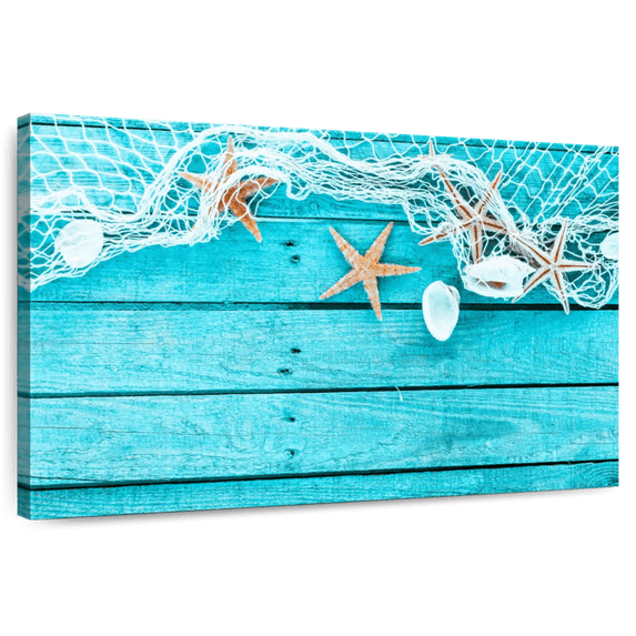 Elephant Stock Summer Nautical Decor Wall Art - Horizontal Canvas Wall Art - Living Room Wall Decor - Nautical Canvas - Turquoise And Blue Decor - 36" x 24"