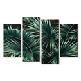 thumbnail image 1 of Elephant Stock Summer Palm Leaves Wall Art - Horizontal Multi Panel Canvas - Living Room Wall Decor - Floral And Botanical Multi Panel - Black And Teal Decor - 30" x 18", 1 of 4