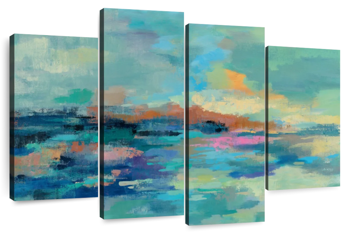 Elephant Stock Summer Seaside Abstract Wall Art - Horizontal Multi ...