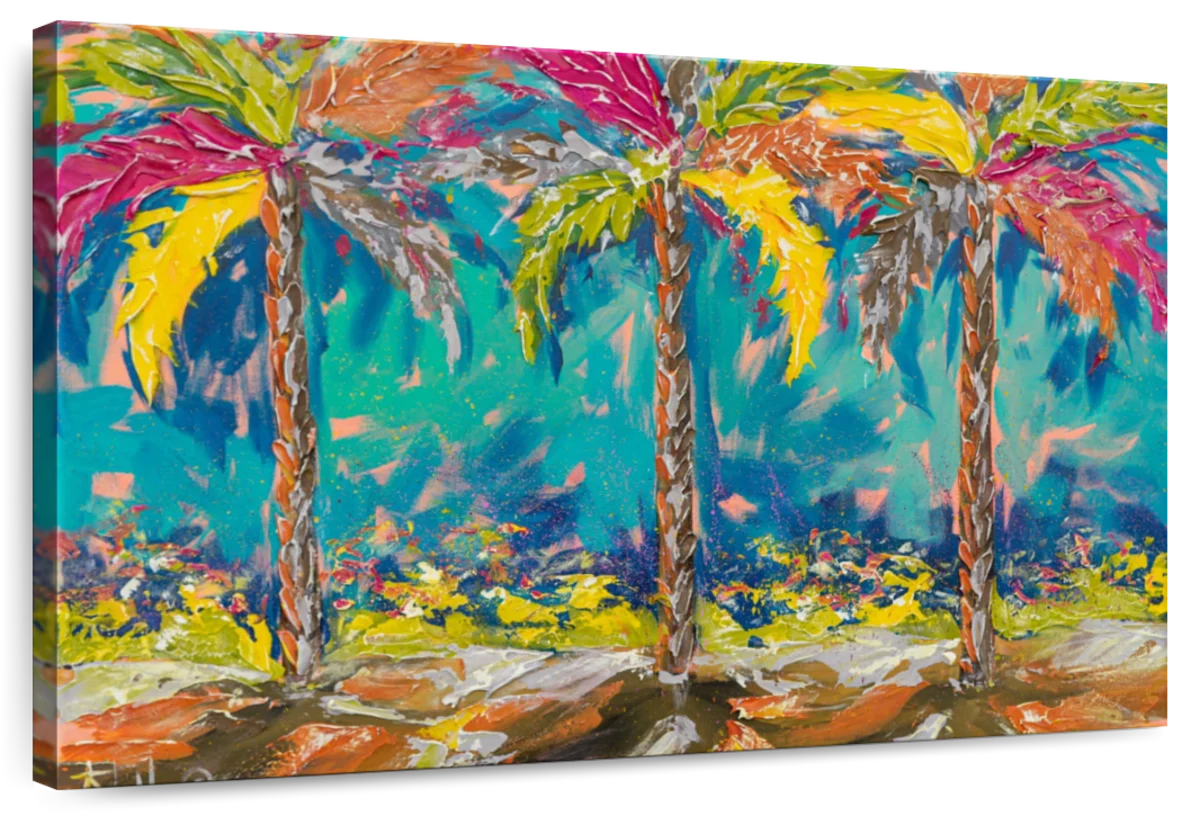 Elephant Stock Summer Tropical Palms Wall Art - Horizontal Canvas Wall ...