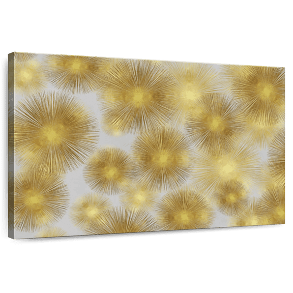 Elephant Stock Sunburst Cluster Wall Art - Horizontal Canvas Wall Art - Living Room Wall Decor - Abstract Canvas - Gold And Gray Decor By Abby Young - 36" x 24"