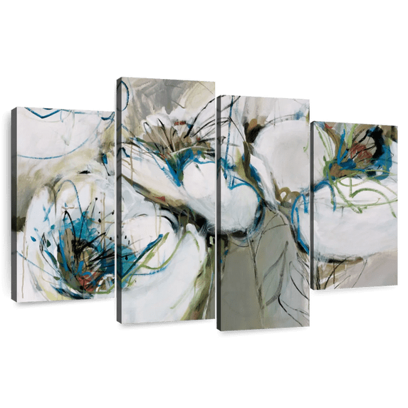 Elephant Stock Sundance Wall Art - Horizontal Multi Panel Canvas - Living Room Wall Decor - Abstract Multi Panel - Teal And Green Decor By Angela Maritz - 75" x 48"