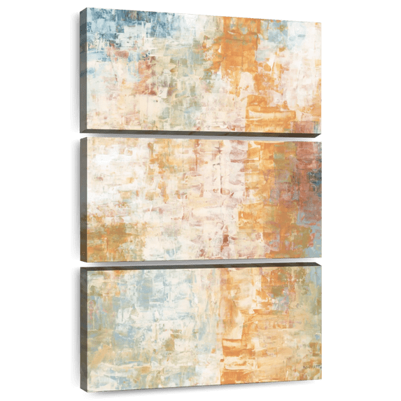 Elephant Stock Sunkissed Wall Art - Vertical Multi Panel Canvas - Living Room Wall Decor - Abstract Multi Panel - Blue And Beige Decor By Norman Wyatt Jr. - 48" x 74"