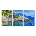 thumbnail image 1 of Elephant Stock Sunny Amalfi Coast Wall Art - Horizontal Multi Panel Canvas - Living Room Wall Decor - Places Multi Panel - Blue And Beige Decor - 56" x 27", 1 of 4