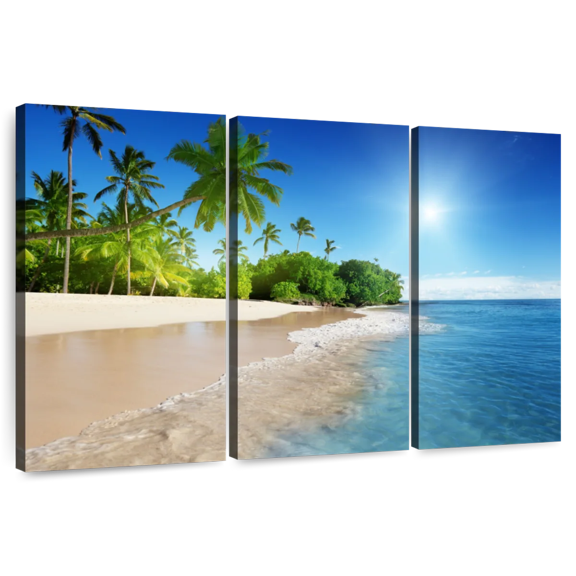 Elephant Stock Sunny Caribbean Beach Wall Art - Beach Multi Panel Canvas - 50" x 32"