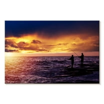 Elephant Stock Sunrise Fishing Wall Art - Horizontal Canvas Wall Art - Living Room Wall Decor - Hobbies And Lifestyle Canvas - Orange And Blue Decor - 12" x 8"