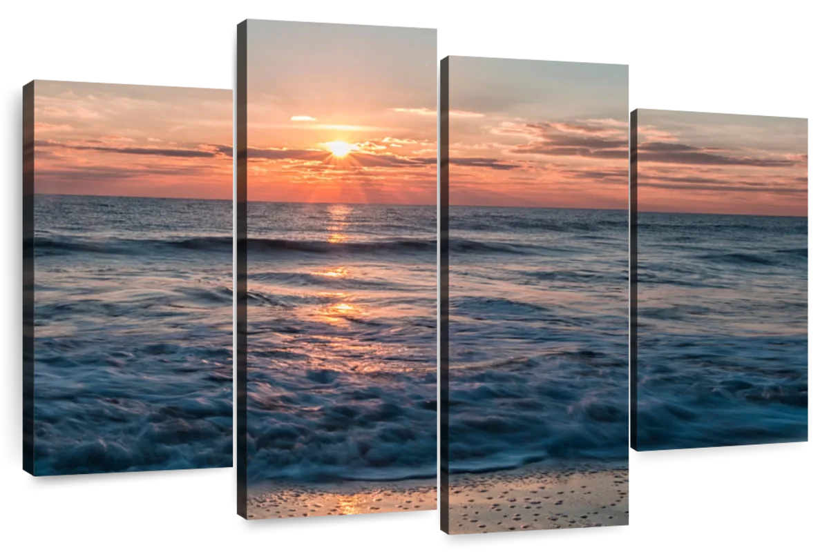 Elephant Stock Sunrise Over The Ocean Wall Art - Horizontal Multi Panel ...