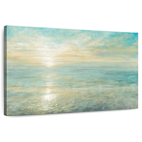 Elephant Stock Sunrise Wall Art - Horizontal Canvas Wall Art - Living Room Wall Decor - Beach Canvas - Yellow And Blue Decor By Danhui Nai - 12" x 8"