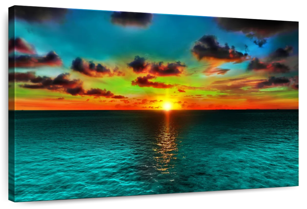 Elephant Stock Sunset And Ocean Wall Art Horizontal Canvas Wall Art