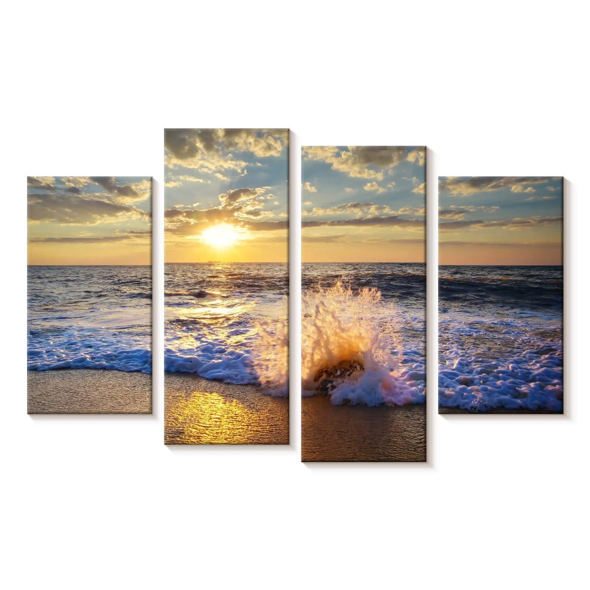Elephant Stock Sunset Over Beach Wall Art - Horizontal Multi Panel ...
