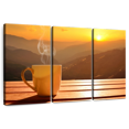 thumbnail image 1 of Elephant Stock Sunset Coffee Wall Art - Horizontal Multi Panel Canvas - 3 Piecedining Room Wall Decor - Photography Food And Drink Multi Panel - Orange And Brown Decor - 45" x 28", 1 of 8