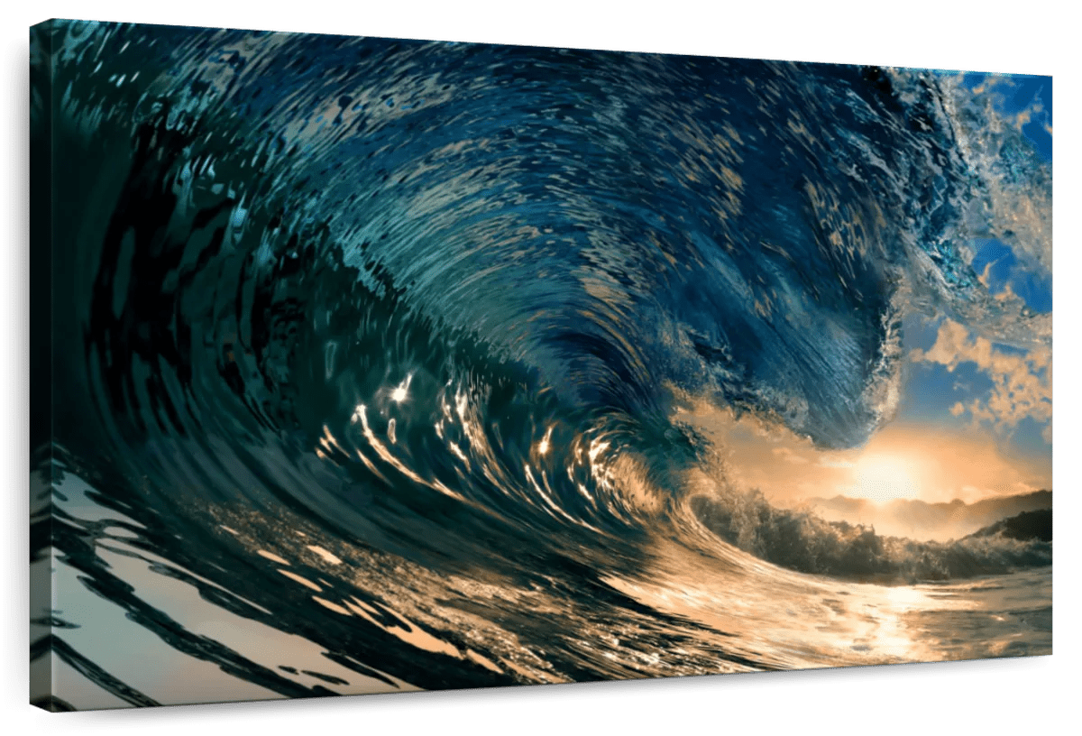 Elephant Stock Sunset Colored Ocean Wave Wall Art - Beach Canvas Canvas ...