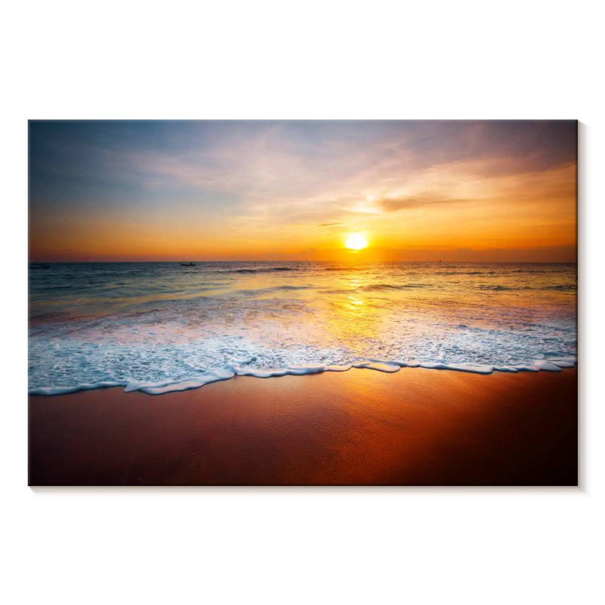 Elephant Stock Sunset Foamy Waves Wall Art - Horizontal Canvas Wall Art ...