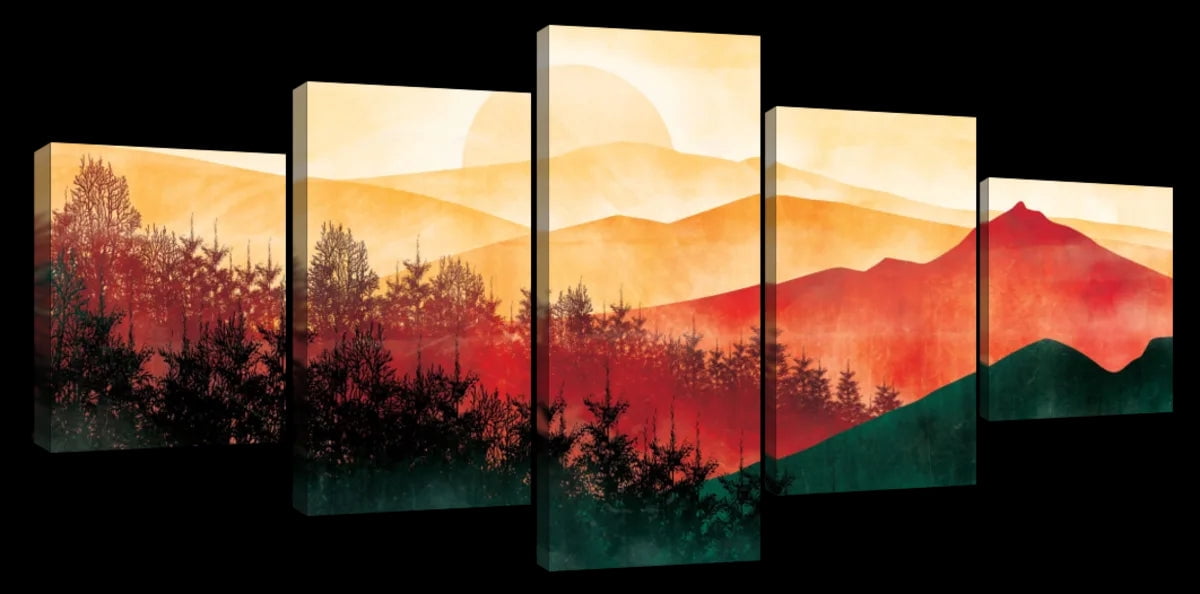 Elephant Stock Sunset Forest Landscape Wall Art - Horizontal Multi ...