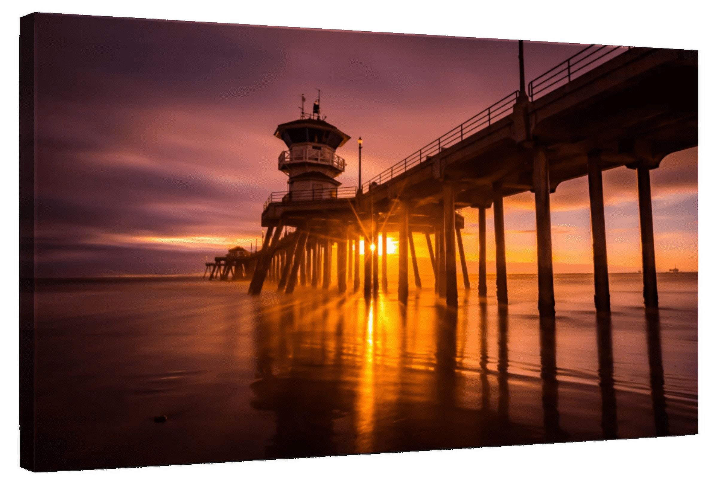 Elephant Stock Sunset At Huntington Beach Pier Wall Art - Horizontal ...